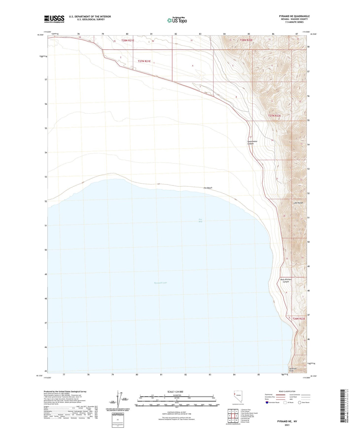 Pyramid NE Nevada US Topo Map Image