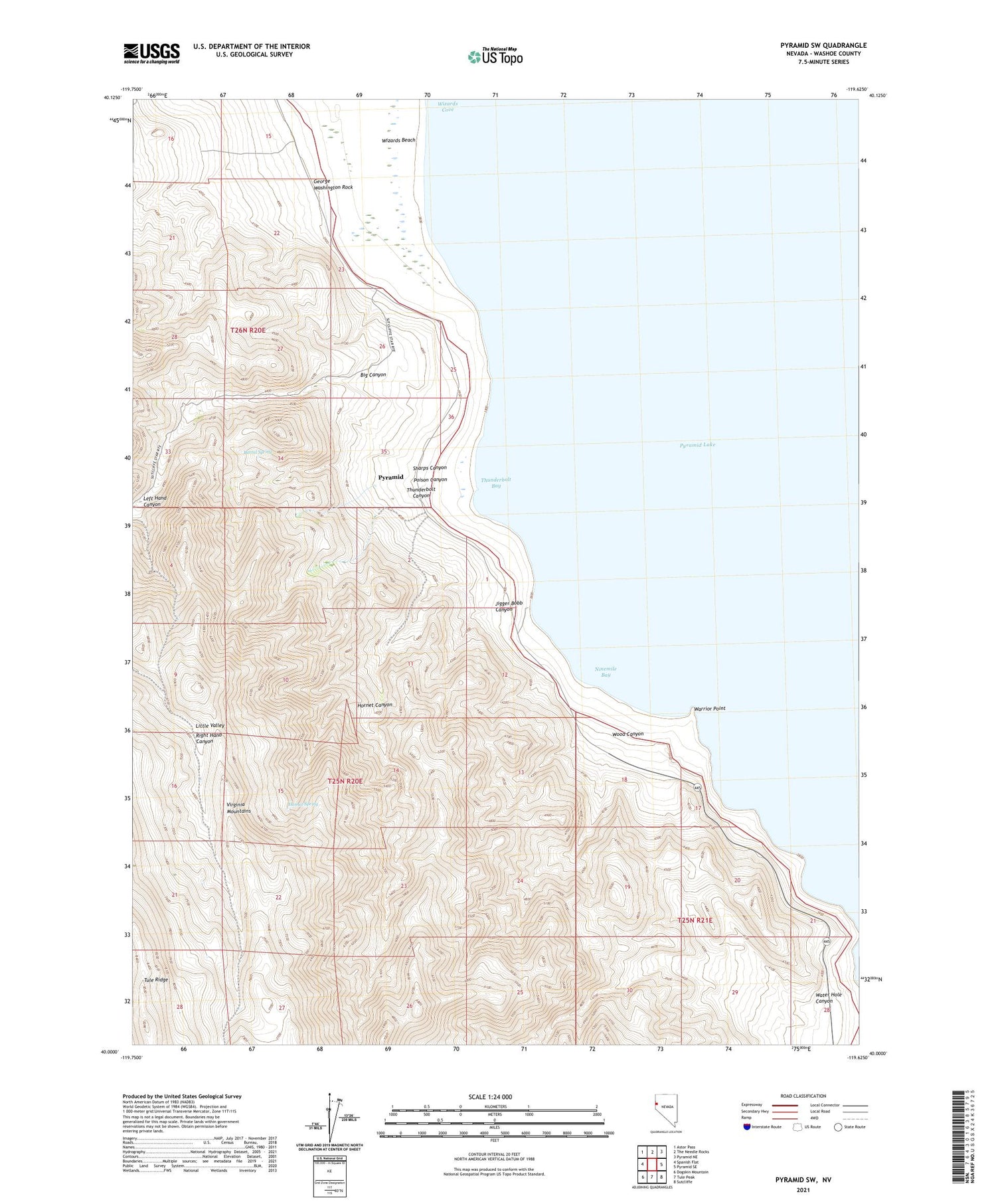 Pyramid SW Nevada US Topo Map Image