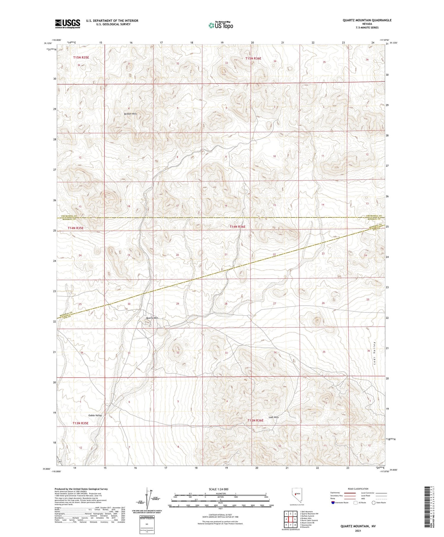 Quartz Mountain Nevada US Topo Map Image