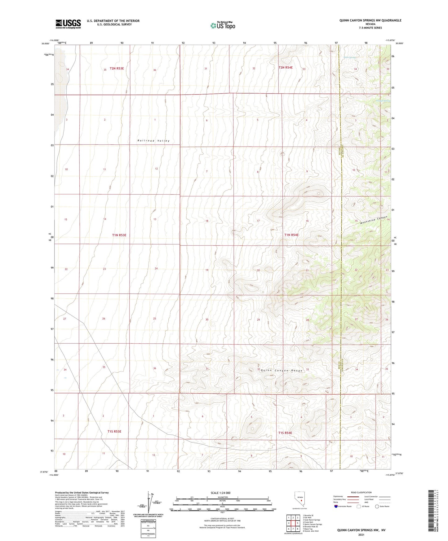 Quinn Canyon Springs NW Nevada US Topo Map Image
