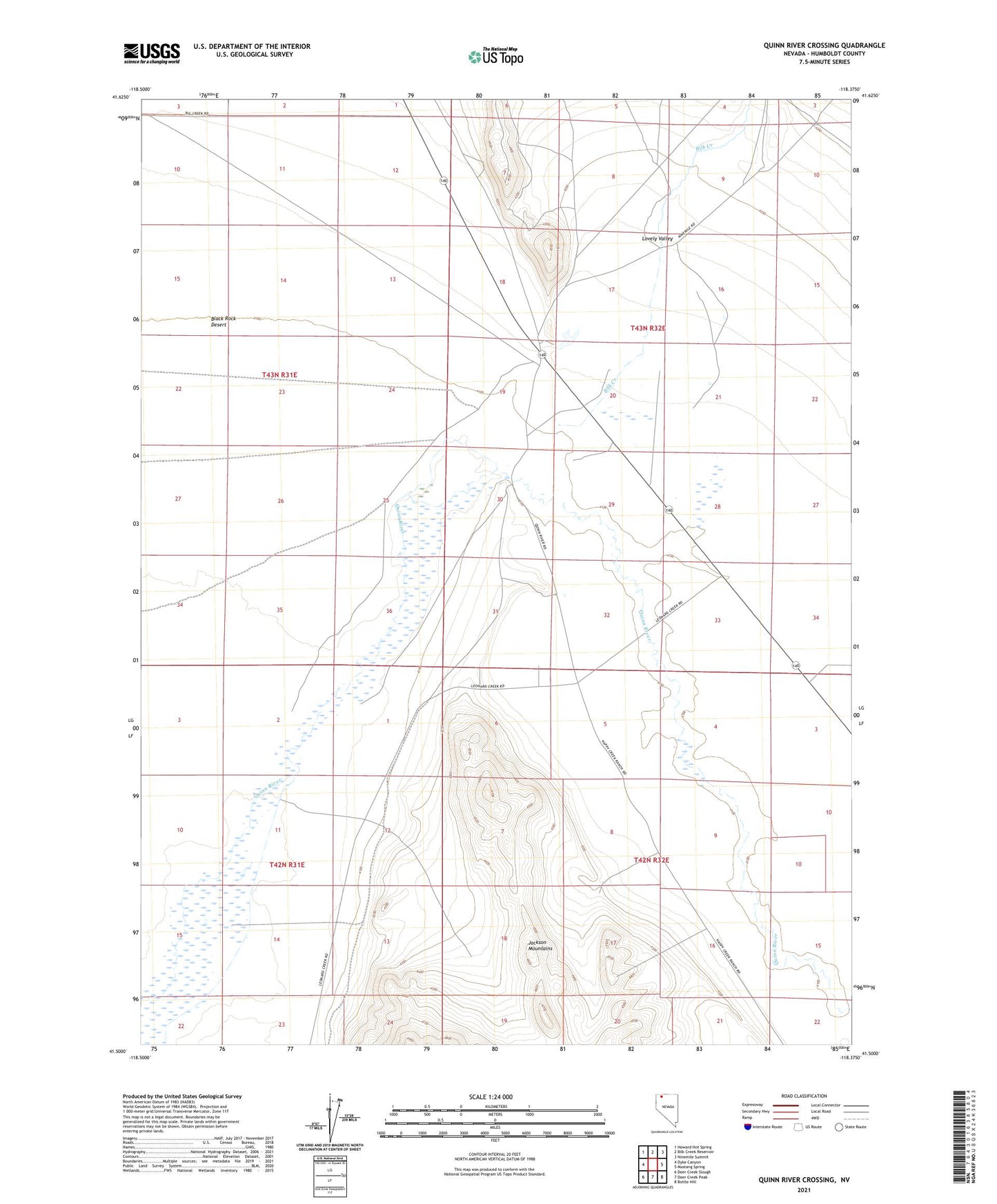 Quinn River Crossing Nevada US Topo Map Image