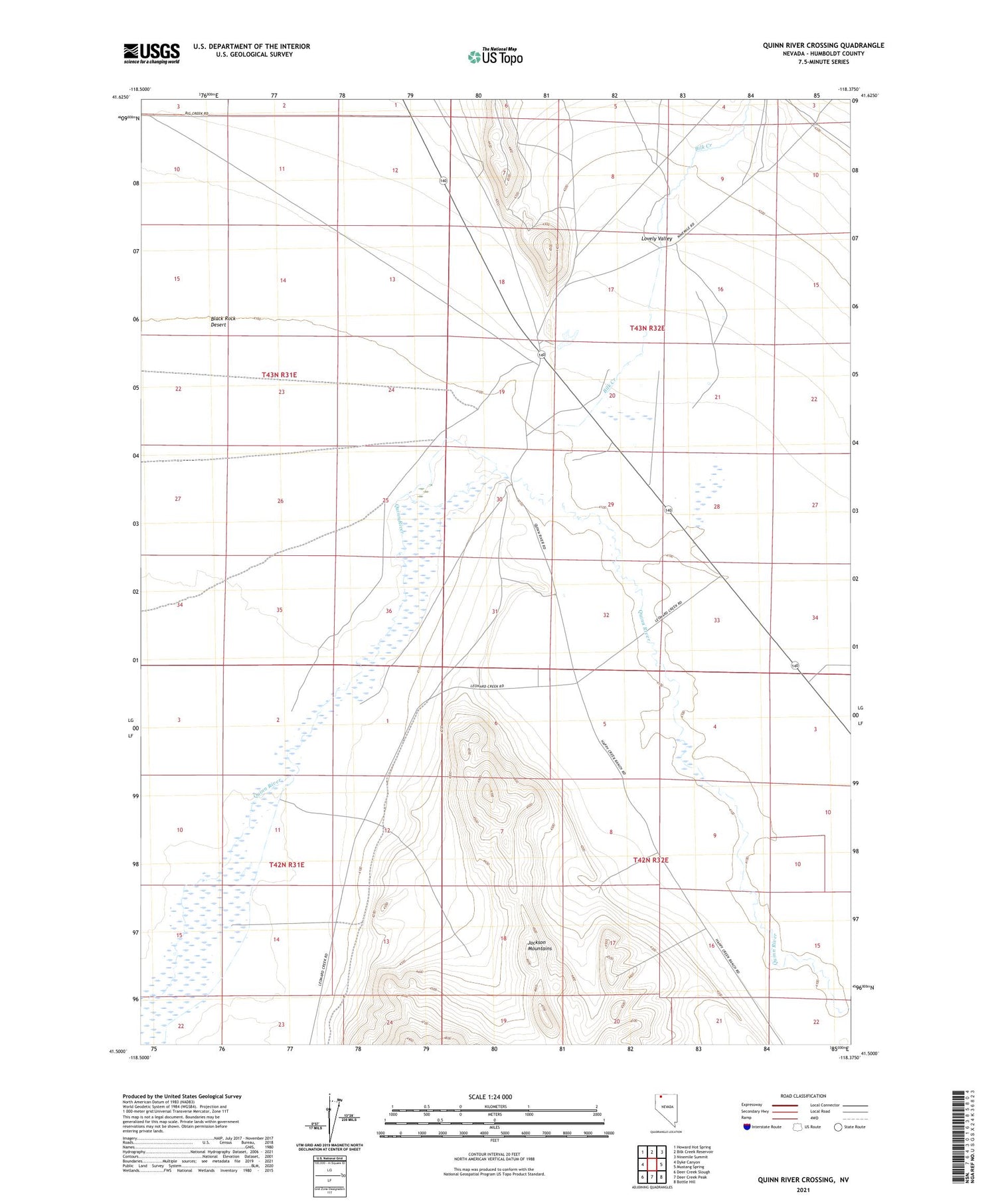 Quinn River Crossing Nevada US Topo Map Image