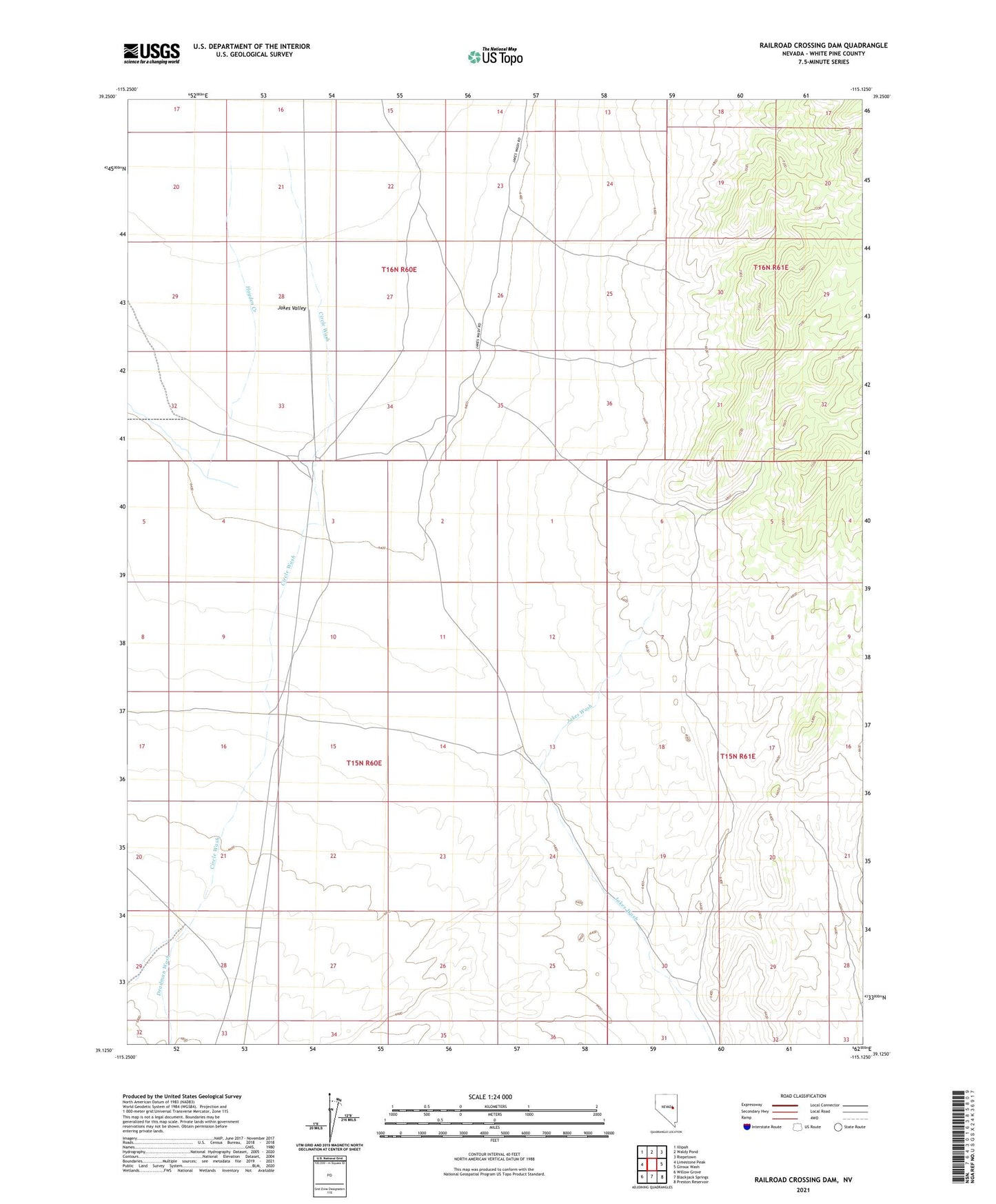 Railroad Crossing Dam Nevada US Topo Map Image