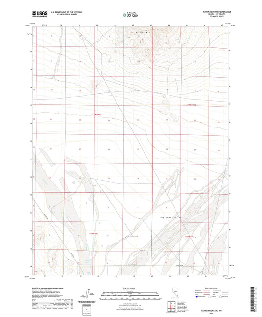 Rainier Mountain Nevada US Topo Map Image