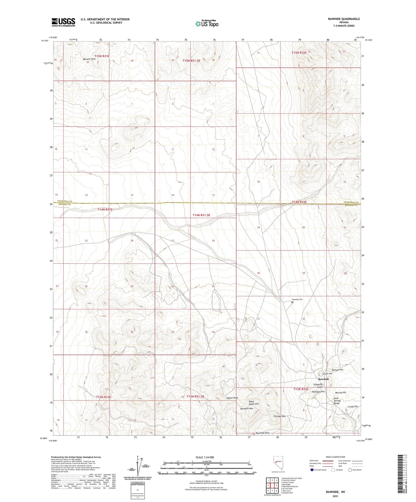 Rawhide Nevada US Topo Map Image