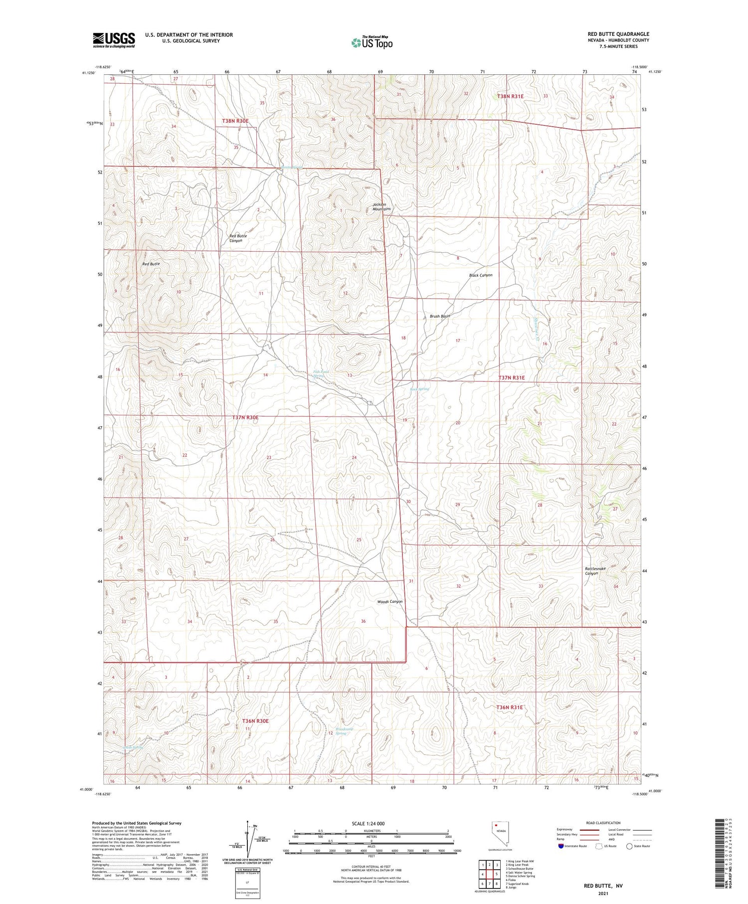 Red Butte Nevada US Topo Map Image