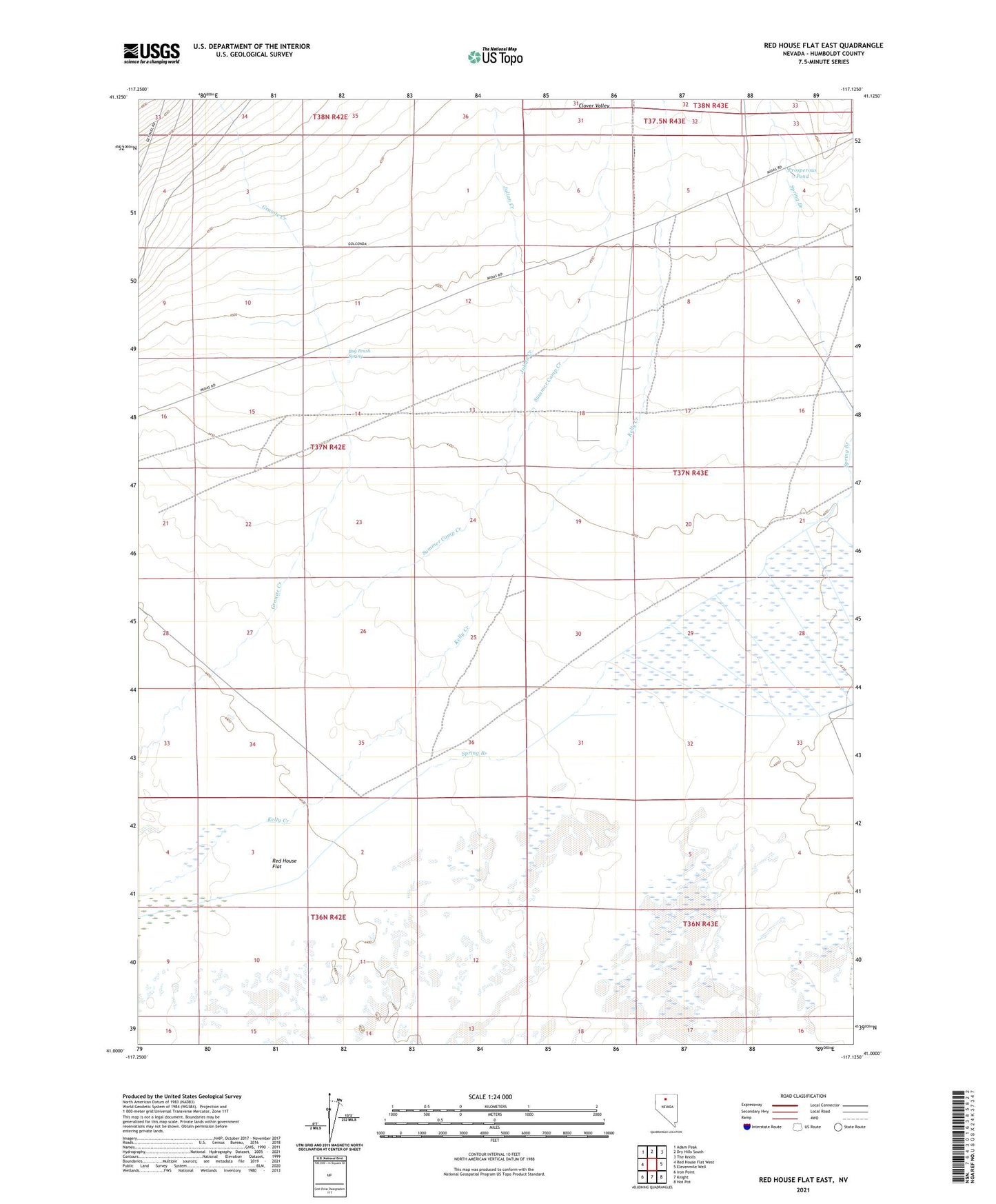 Red House Flat East Nevada US Topo Map Image