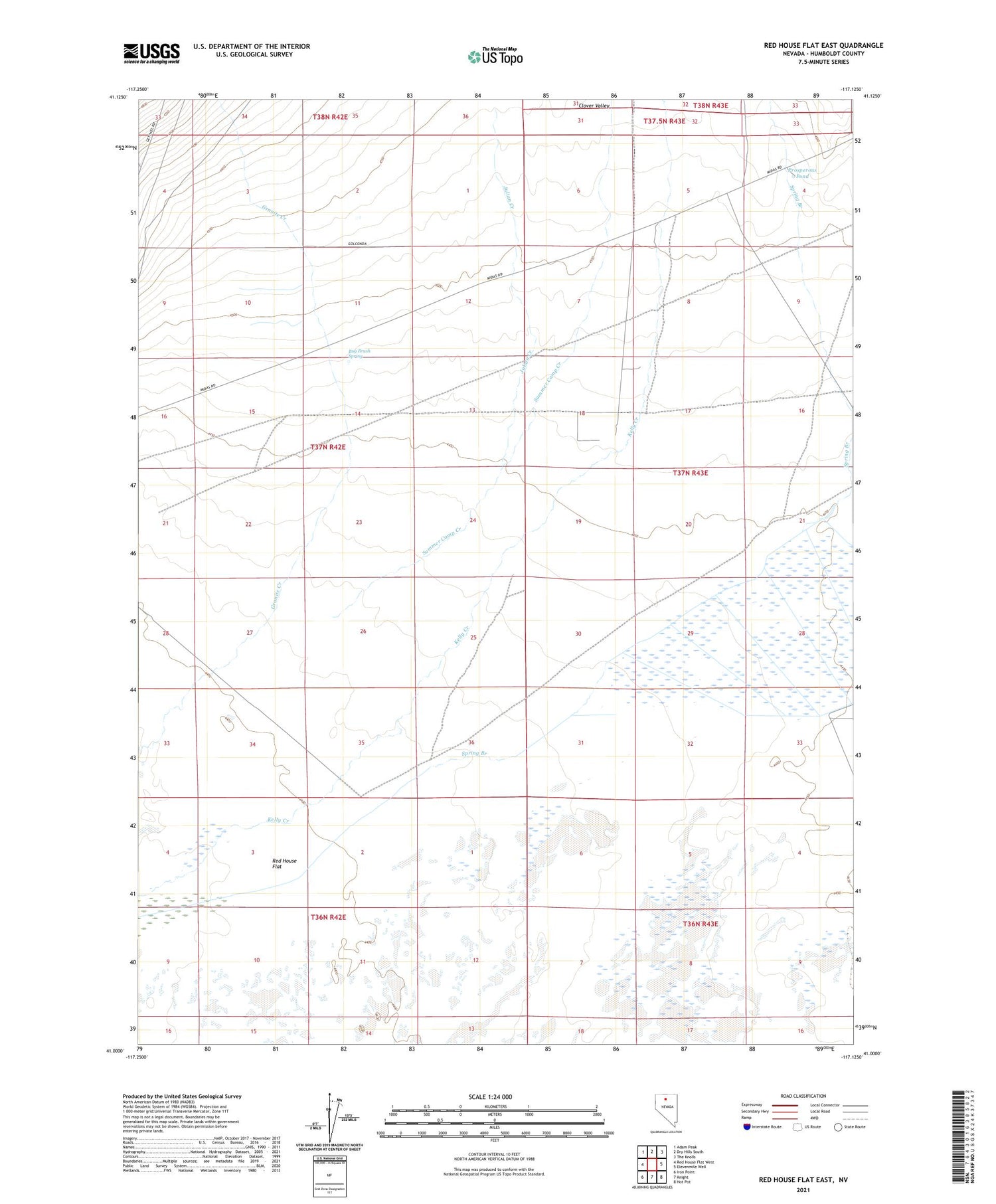 Red House Flat East Nevada US Topo Map Image