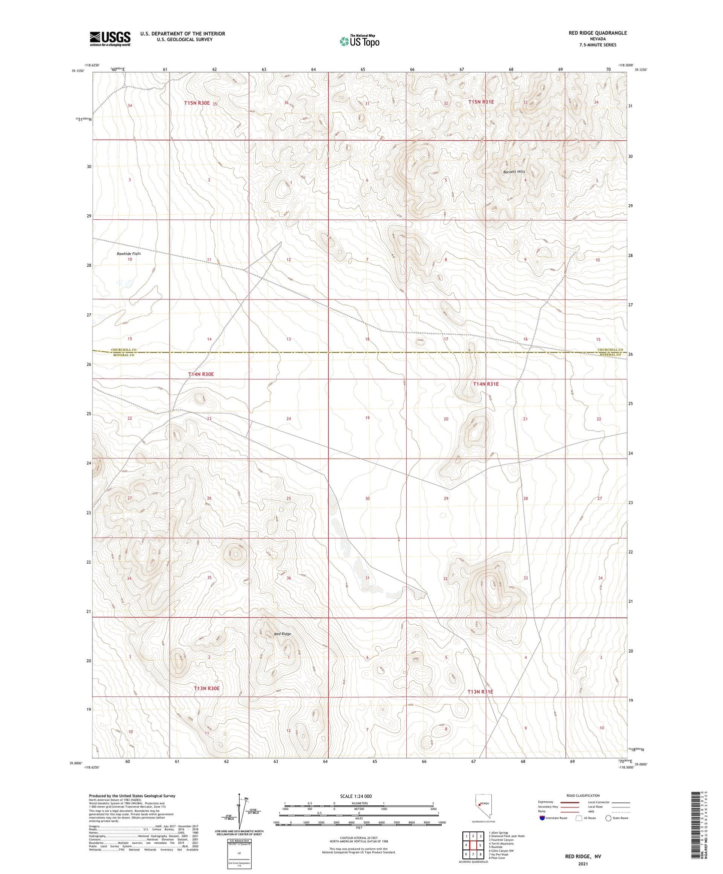 Red Ridge Nevada US Topo Map Image