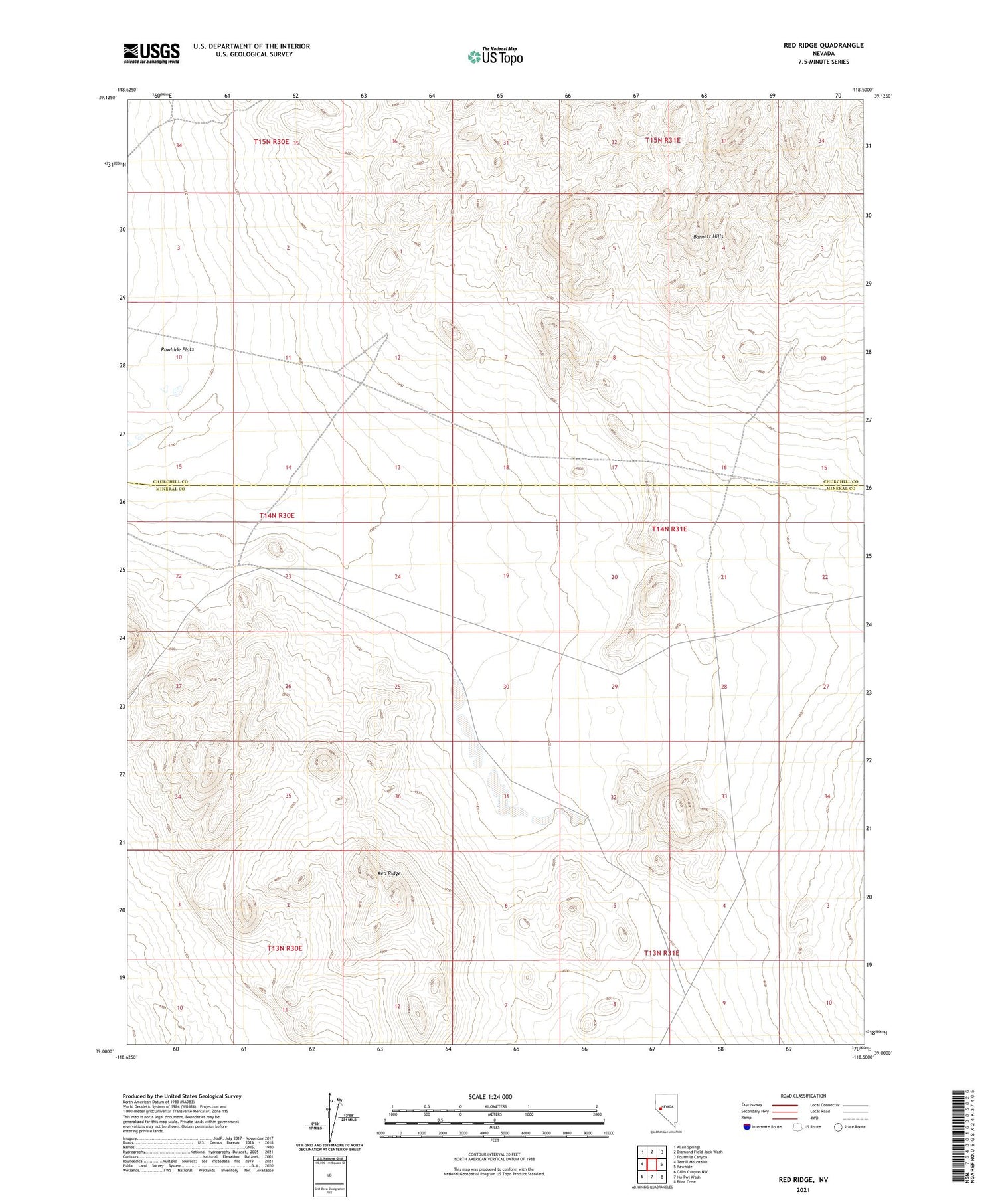 Red Ridge Nevada US Topo Map Image