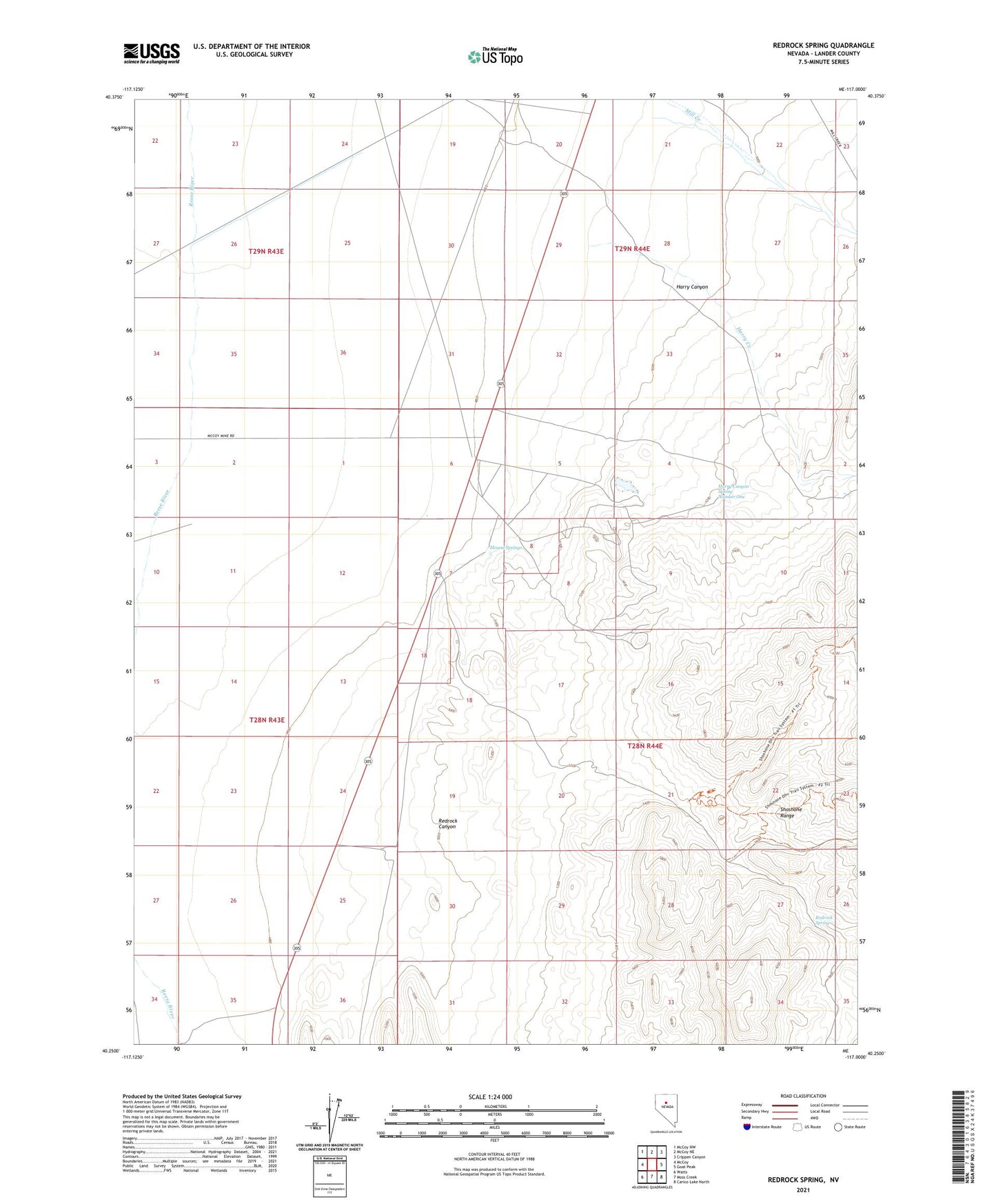 Redrock Spring Nevada US Topo Map Image