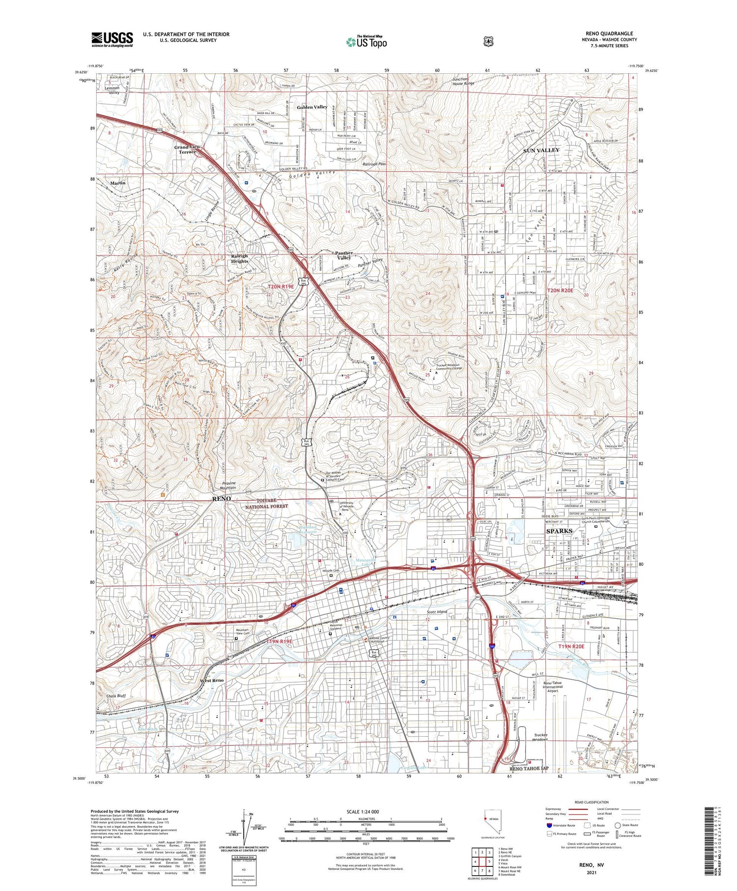 Reno Nevada US Topo Map Image