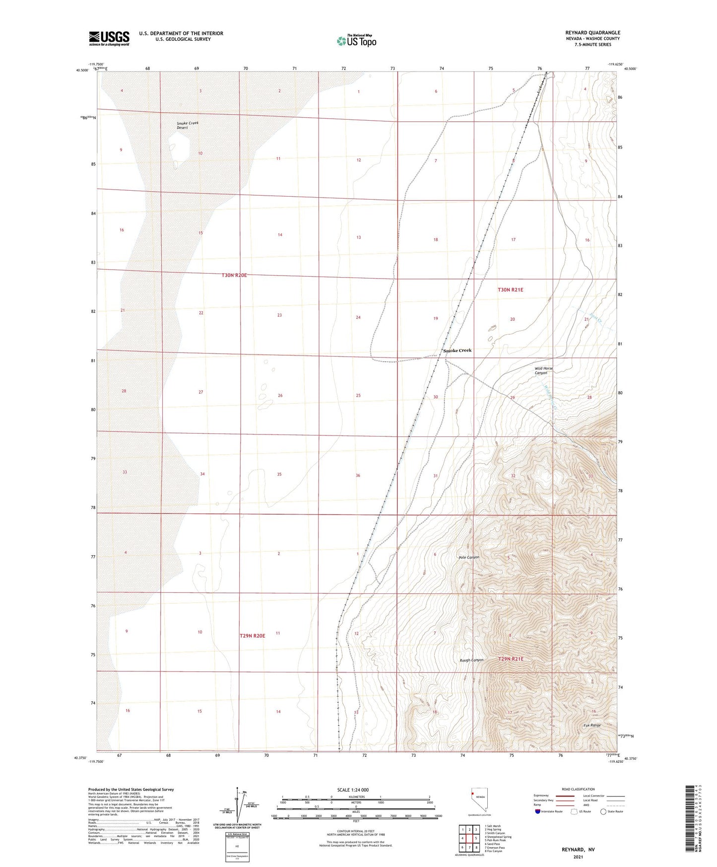 Reynard Nevada US Topo Map Image