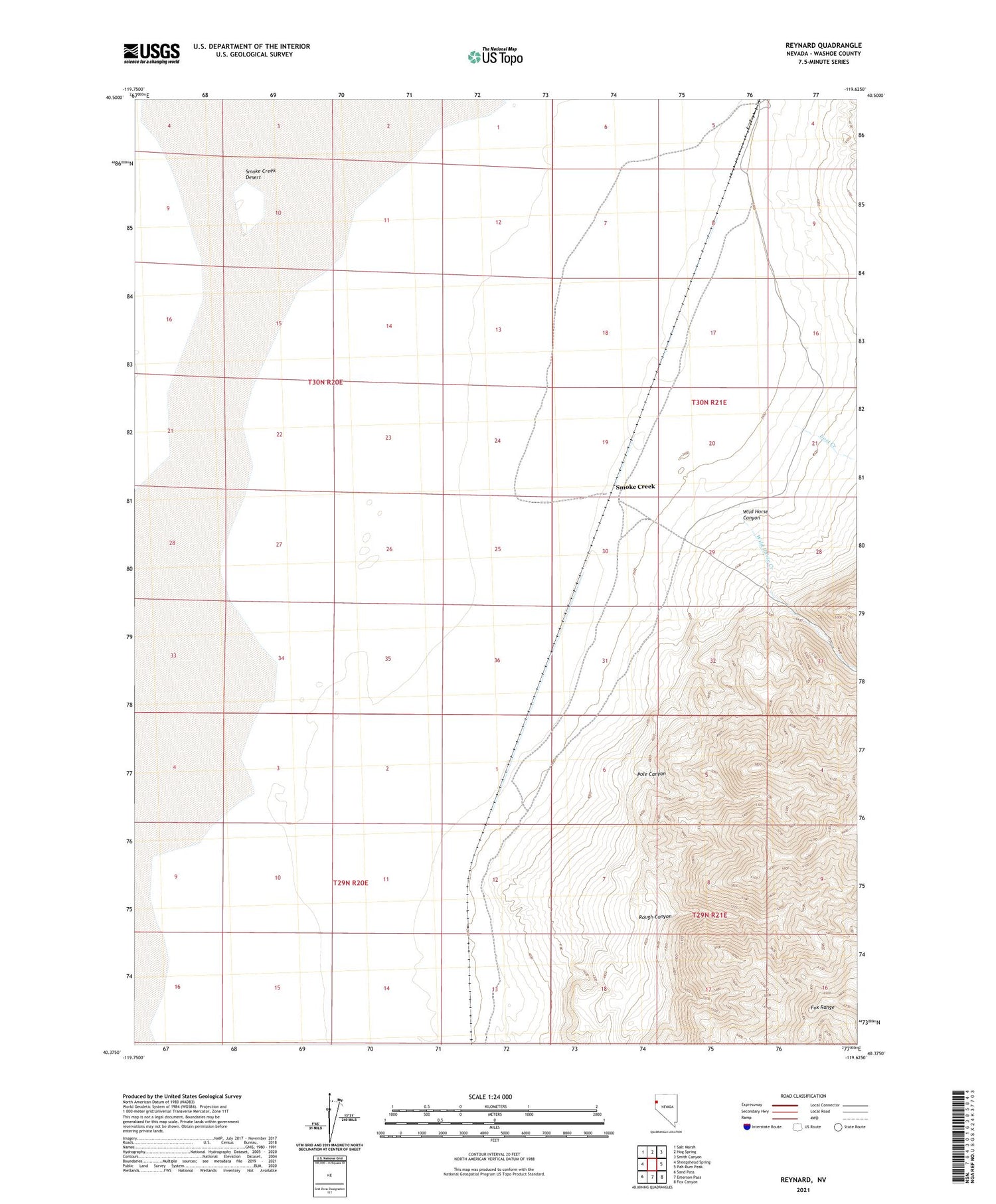 Reynard Nevada US Topo Map Image