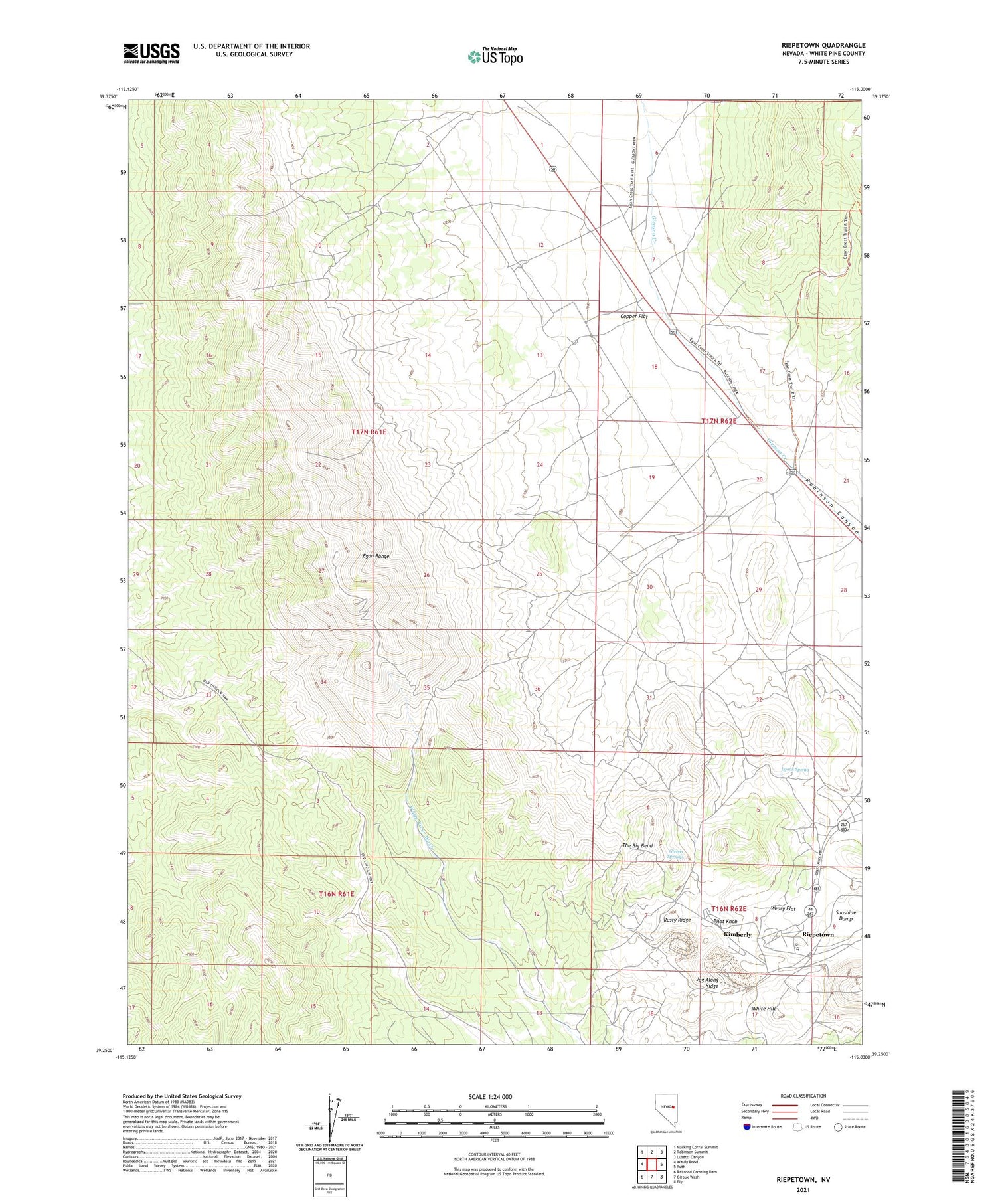 Riepetown Nevada US Topo Map Image