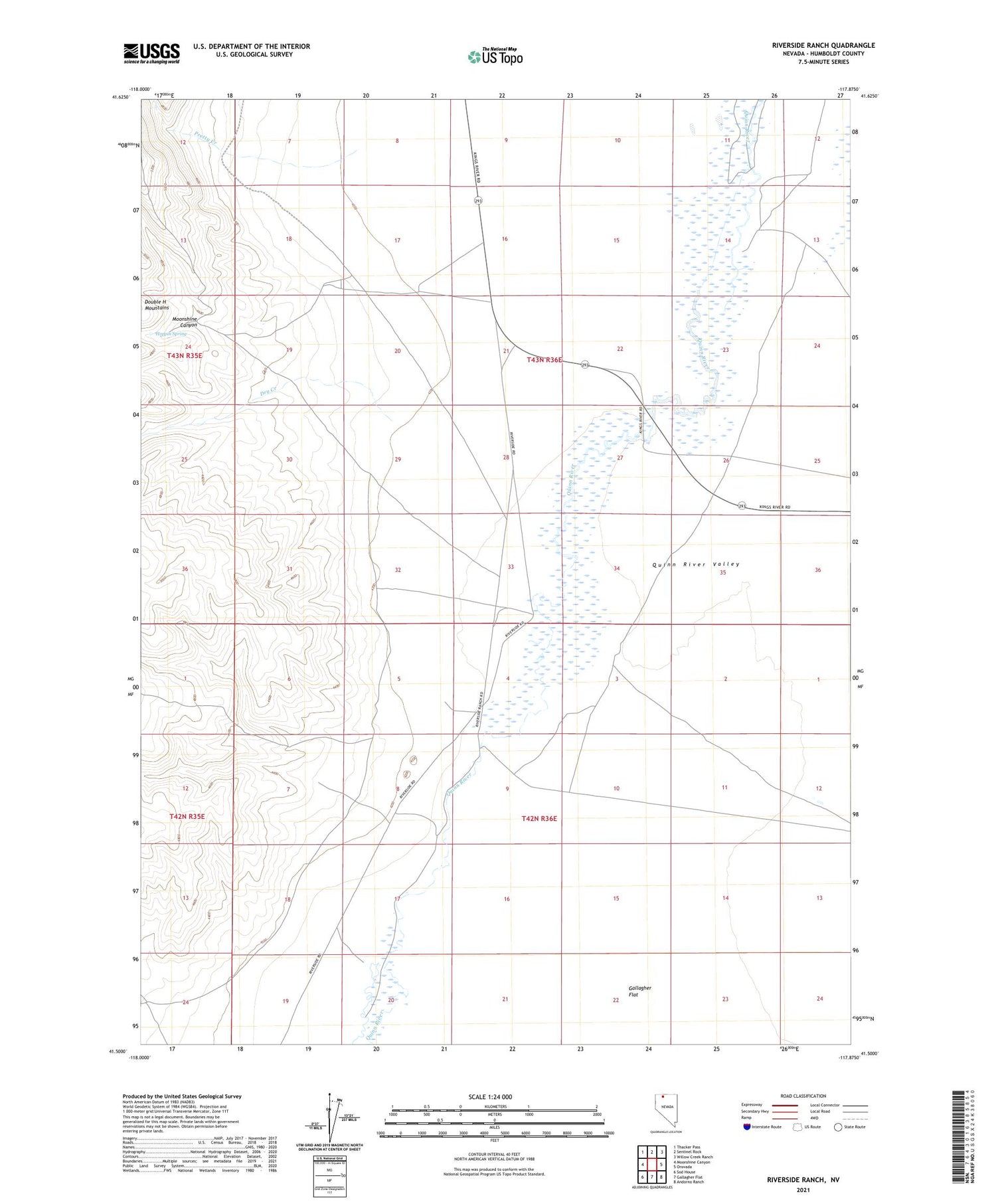 Riverside Ranch Nevada US Topo Map Image