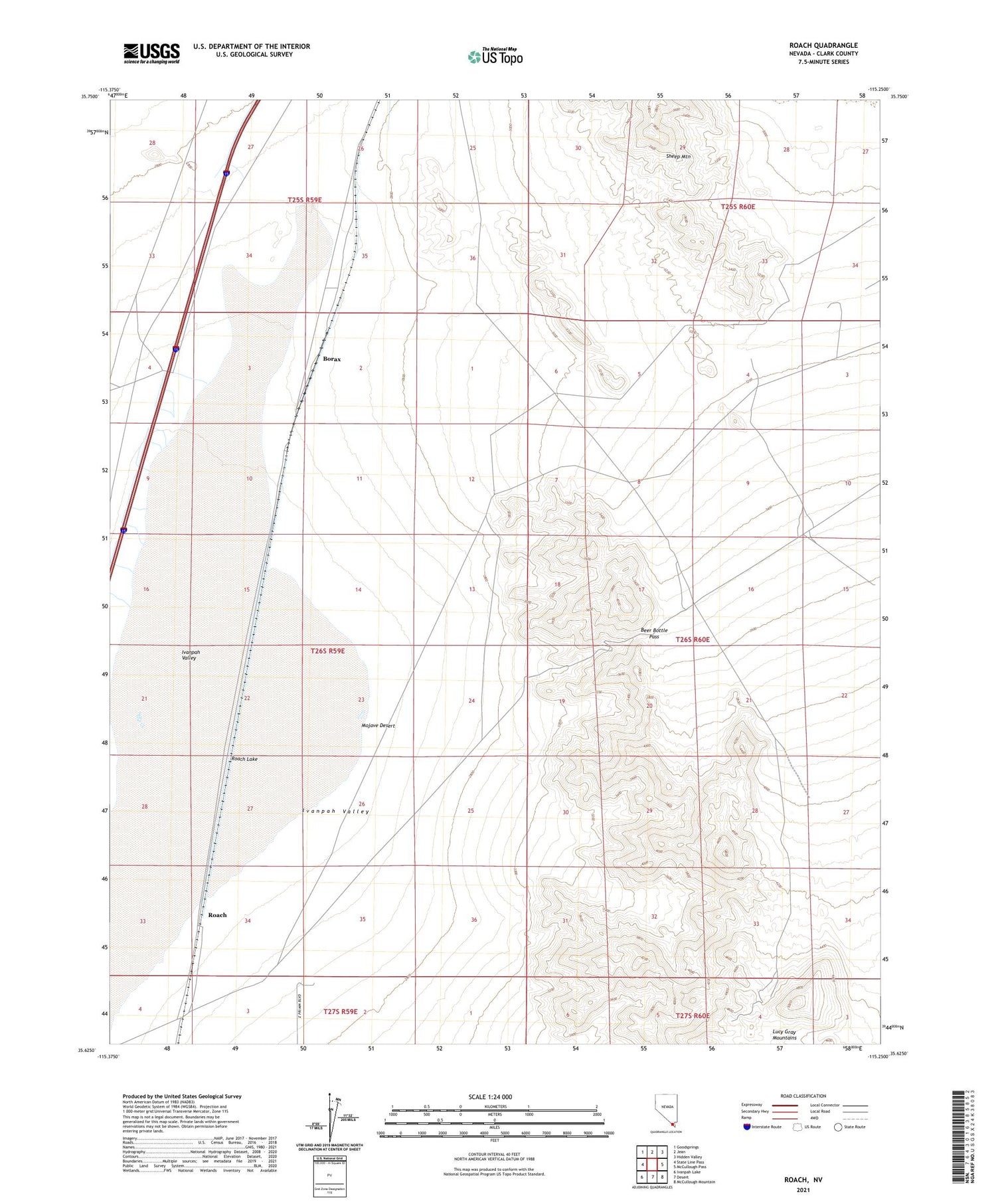 Roach Nevada US Topo Map Image