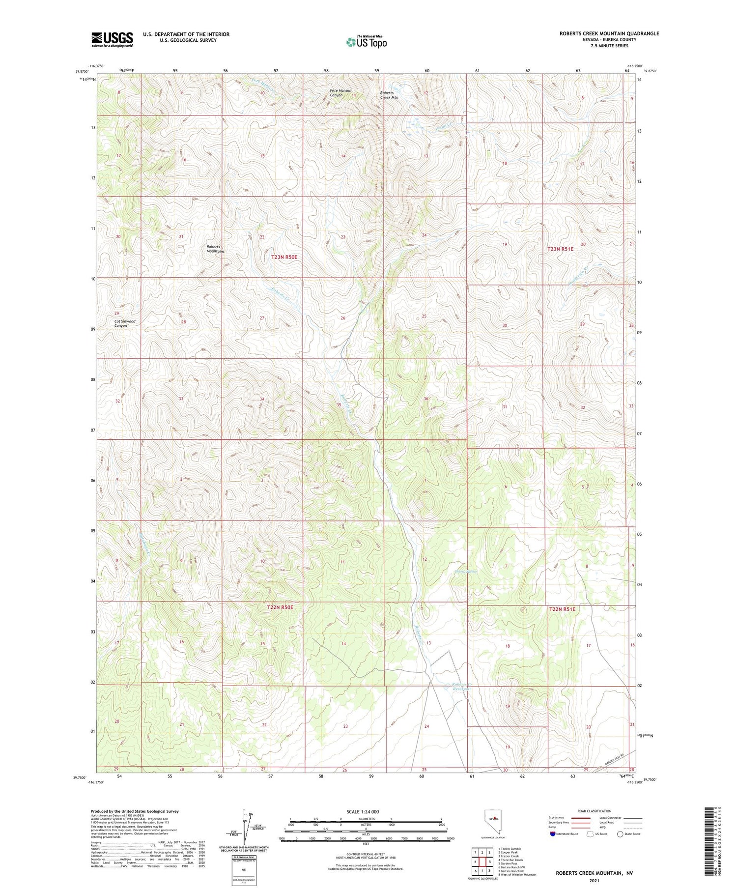 Roberts Creek Mountain Nevada US Topo Map Image