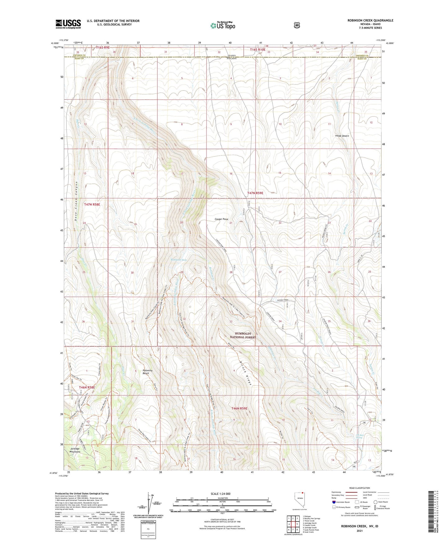 Robinson Creek Nevada US Topo Map Image