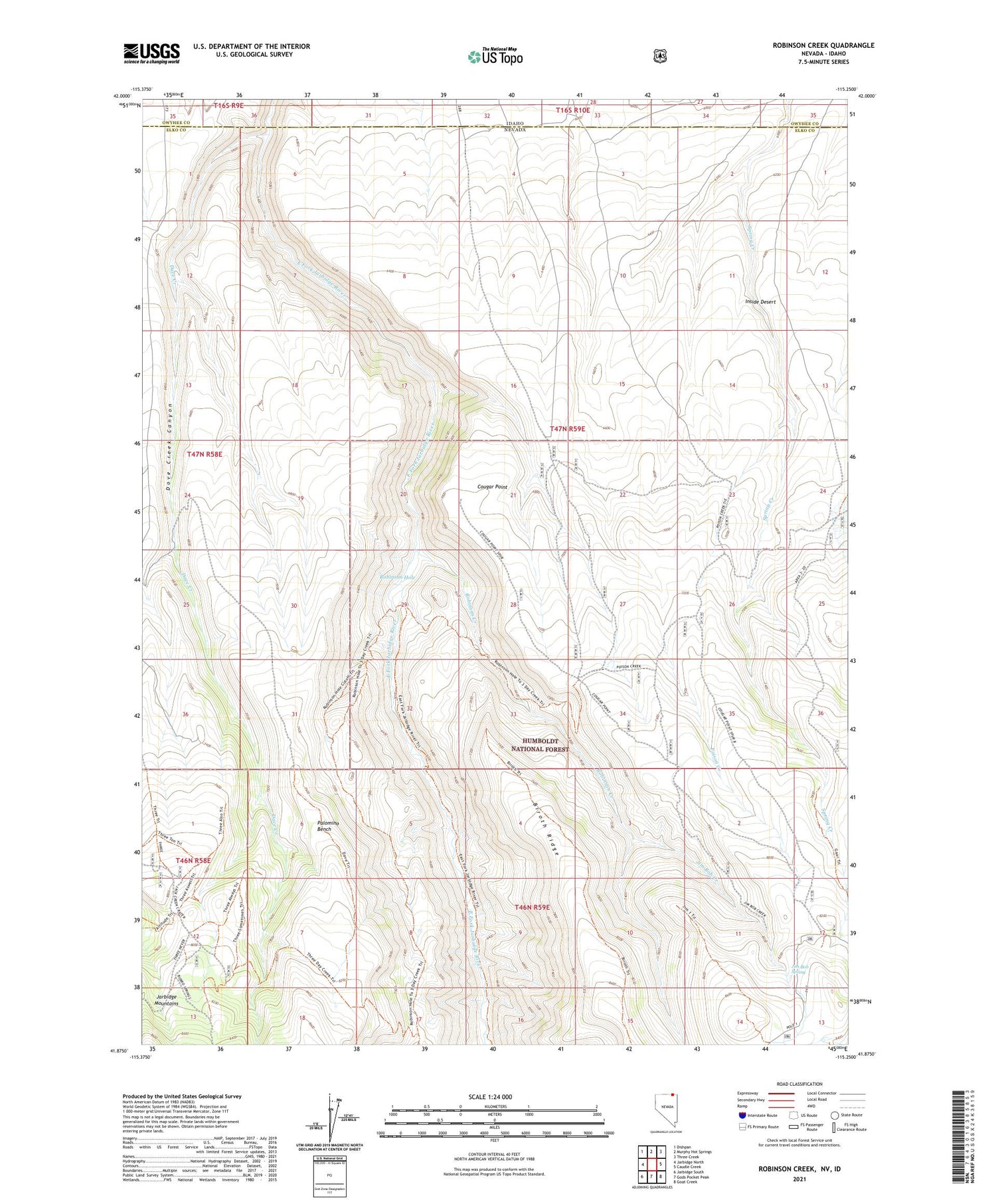 Robinson Creek Nevada US Topo Map Image