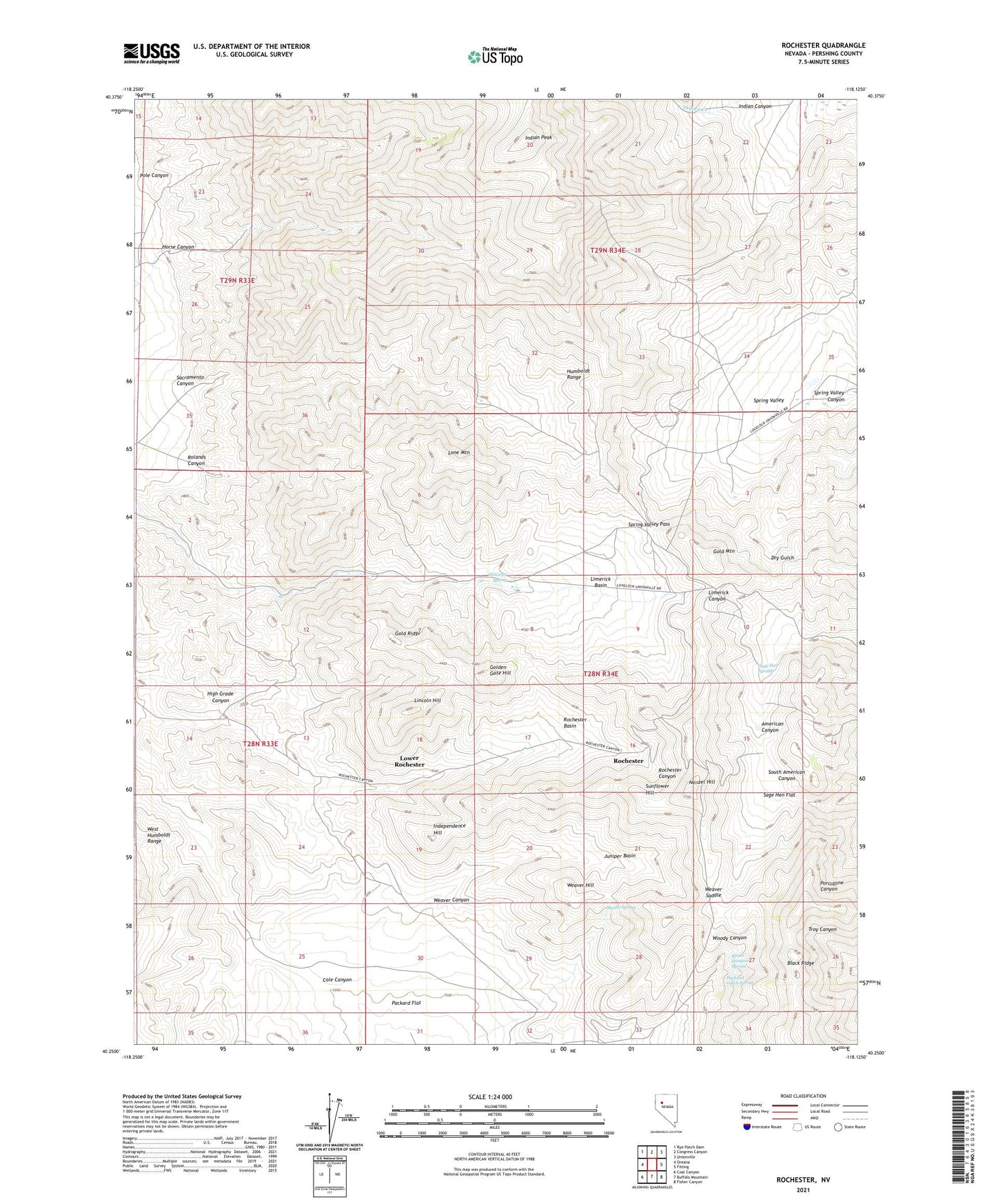 Rochester Nevada US Topo Map Image