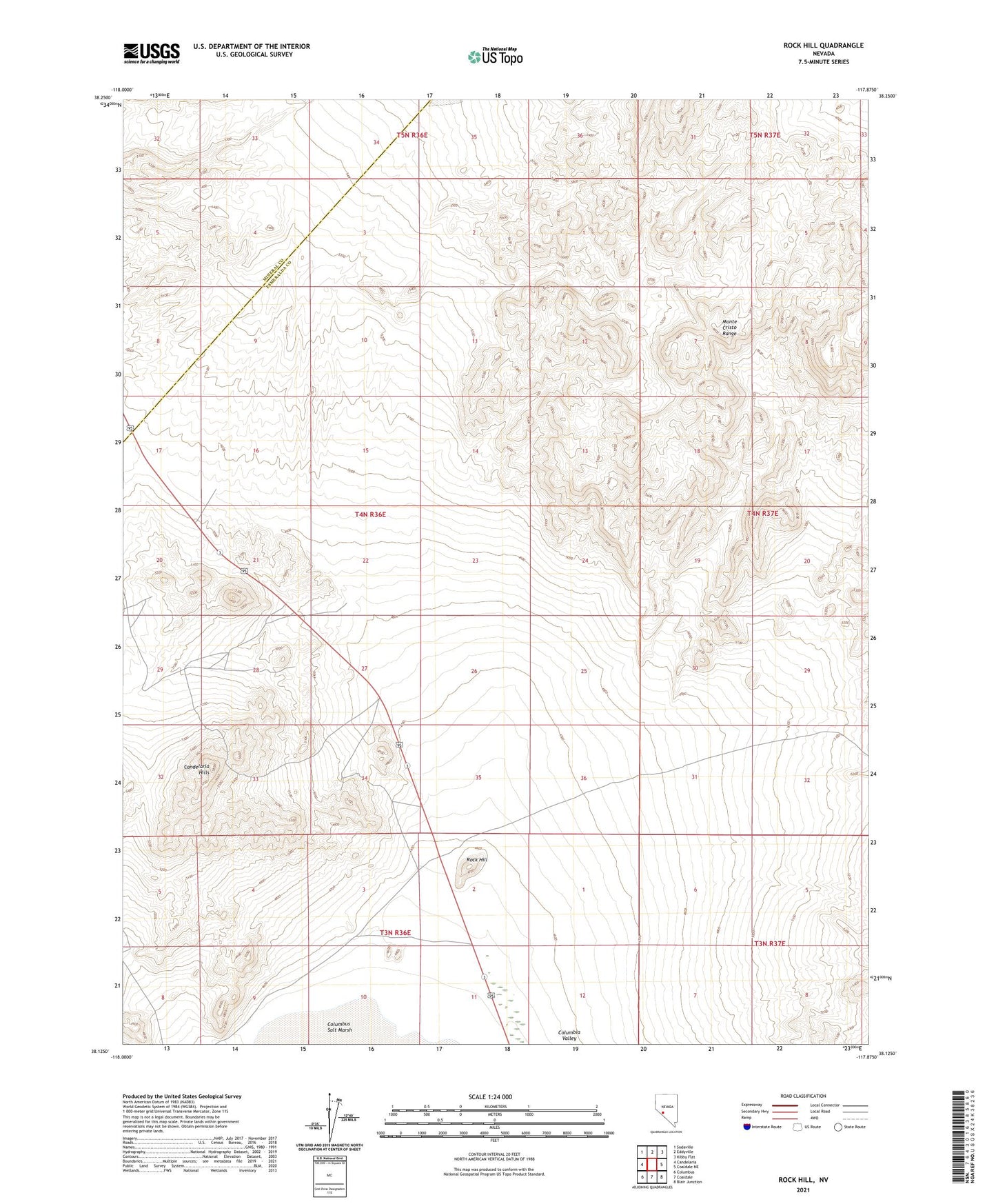 Rock Hill Nevada US Topo Map Image