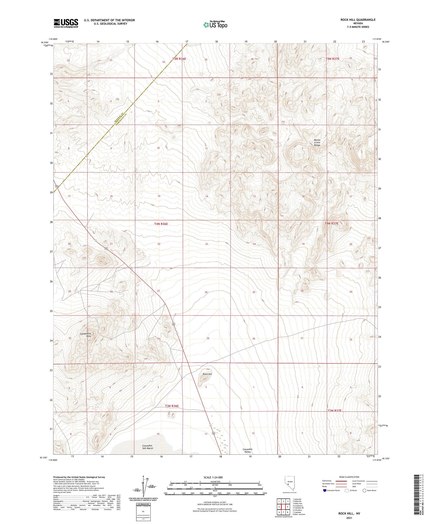 Rock Hill Nevada US Topo Map Image