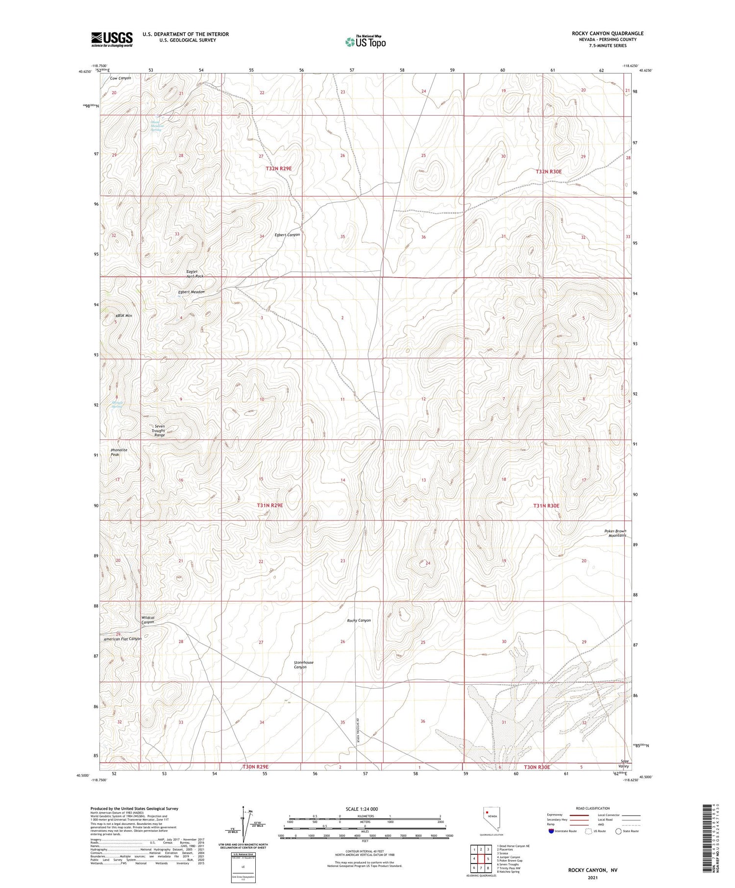 Rocky Canyon Nevada US Topo Map Image