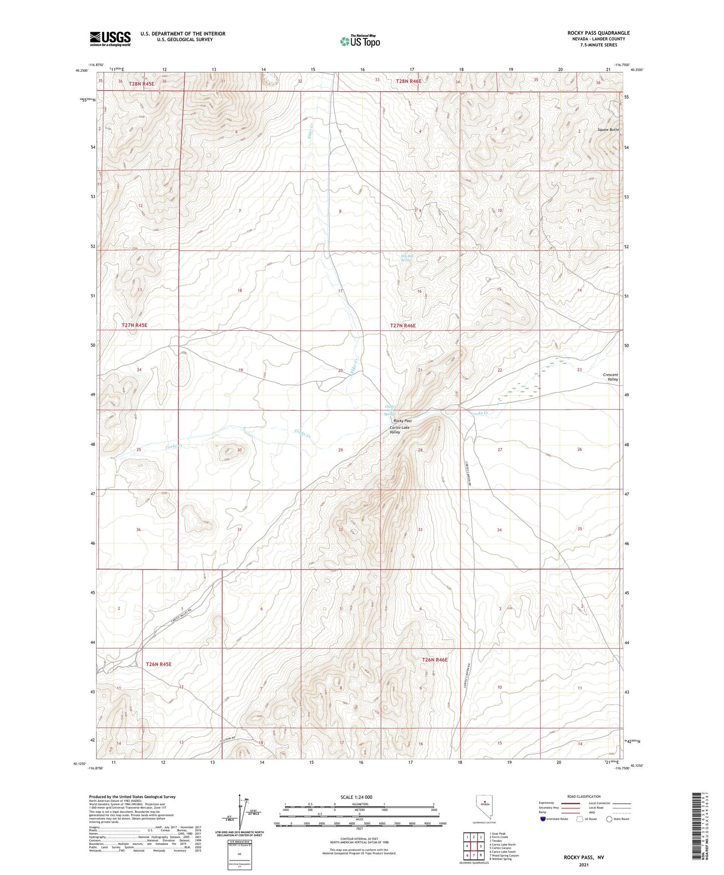 Rocky Pass Nevada US Topo Map Image