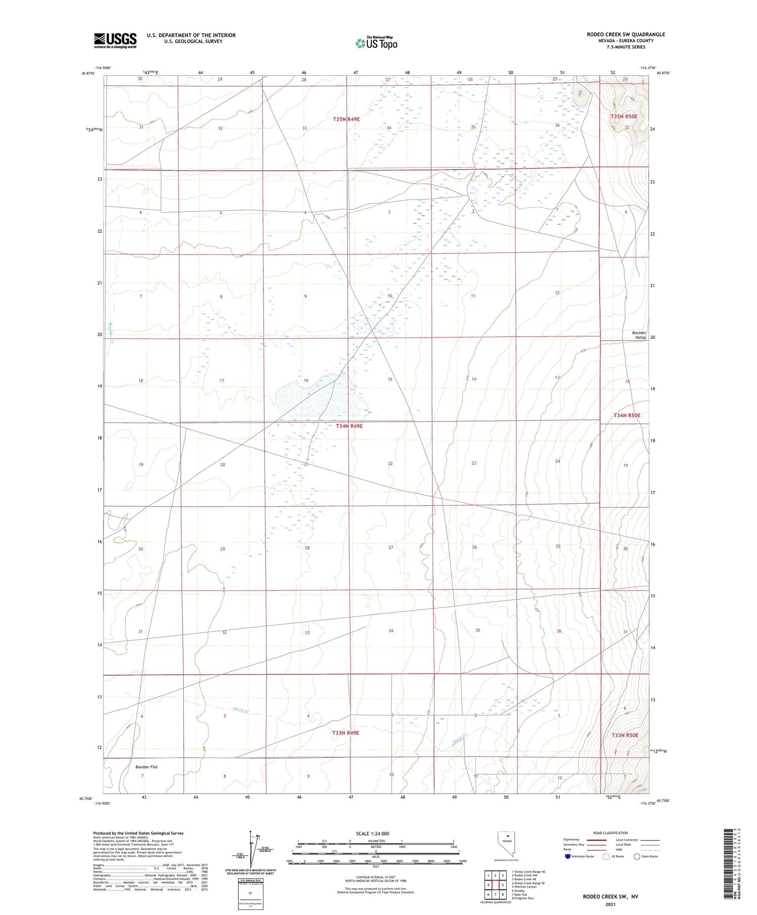 Rodeo Creek SW Nevada US Topo Map Image