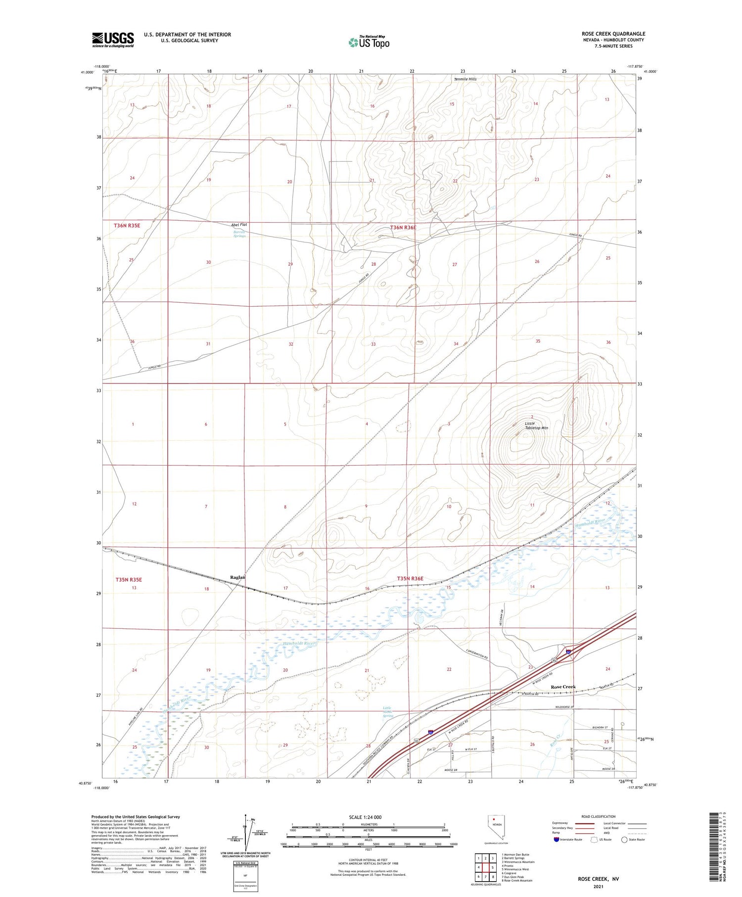 Rose Creek Nevada US Topo Map Image