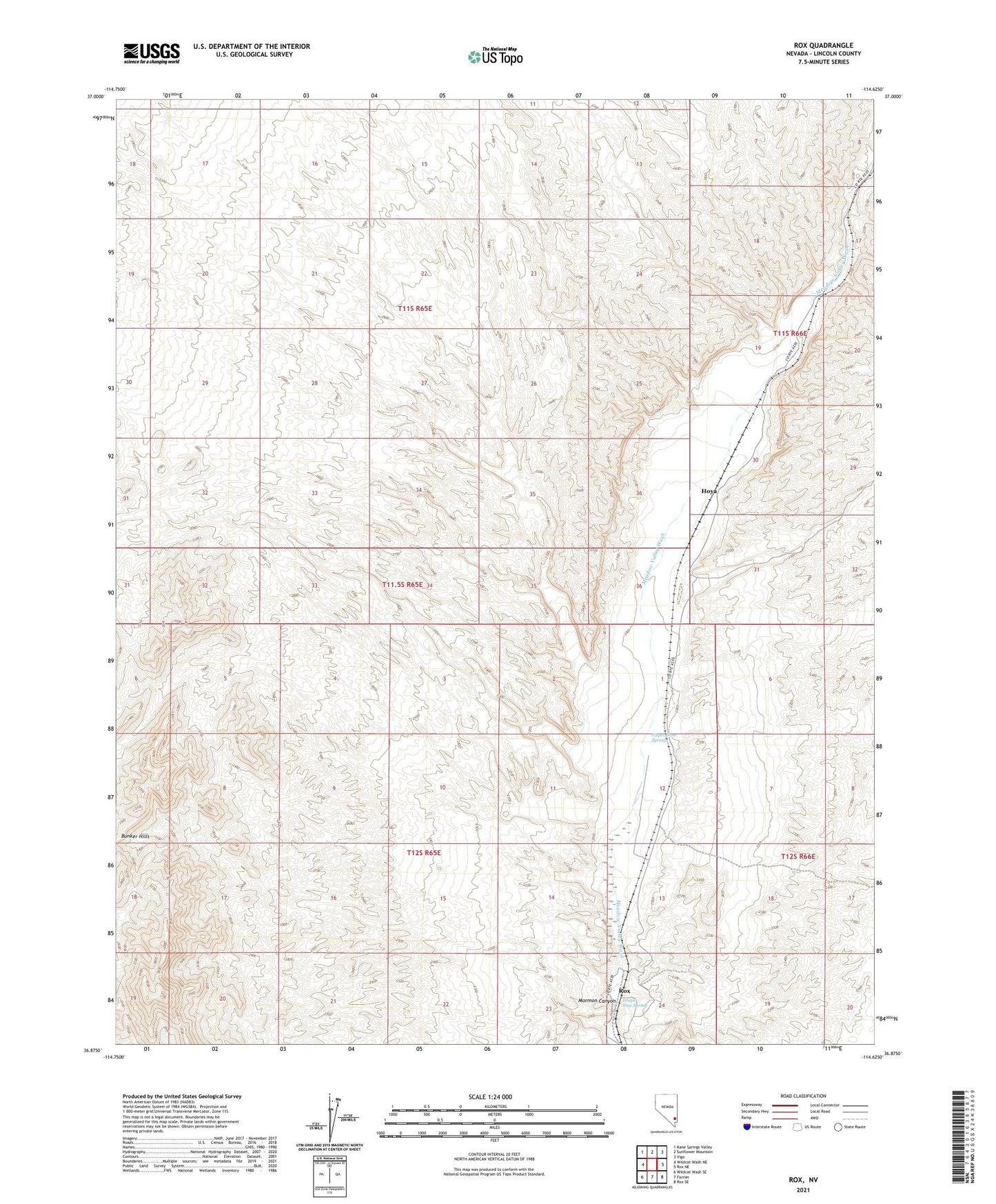 Rox Nevada US Topo Map Image