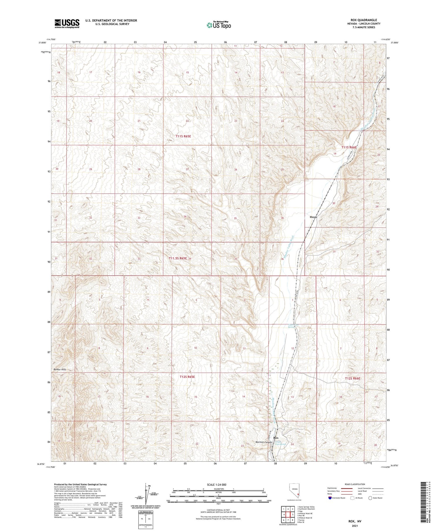 Rox Nevada US Topo Map Image