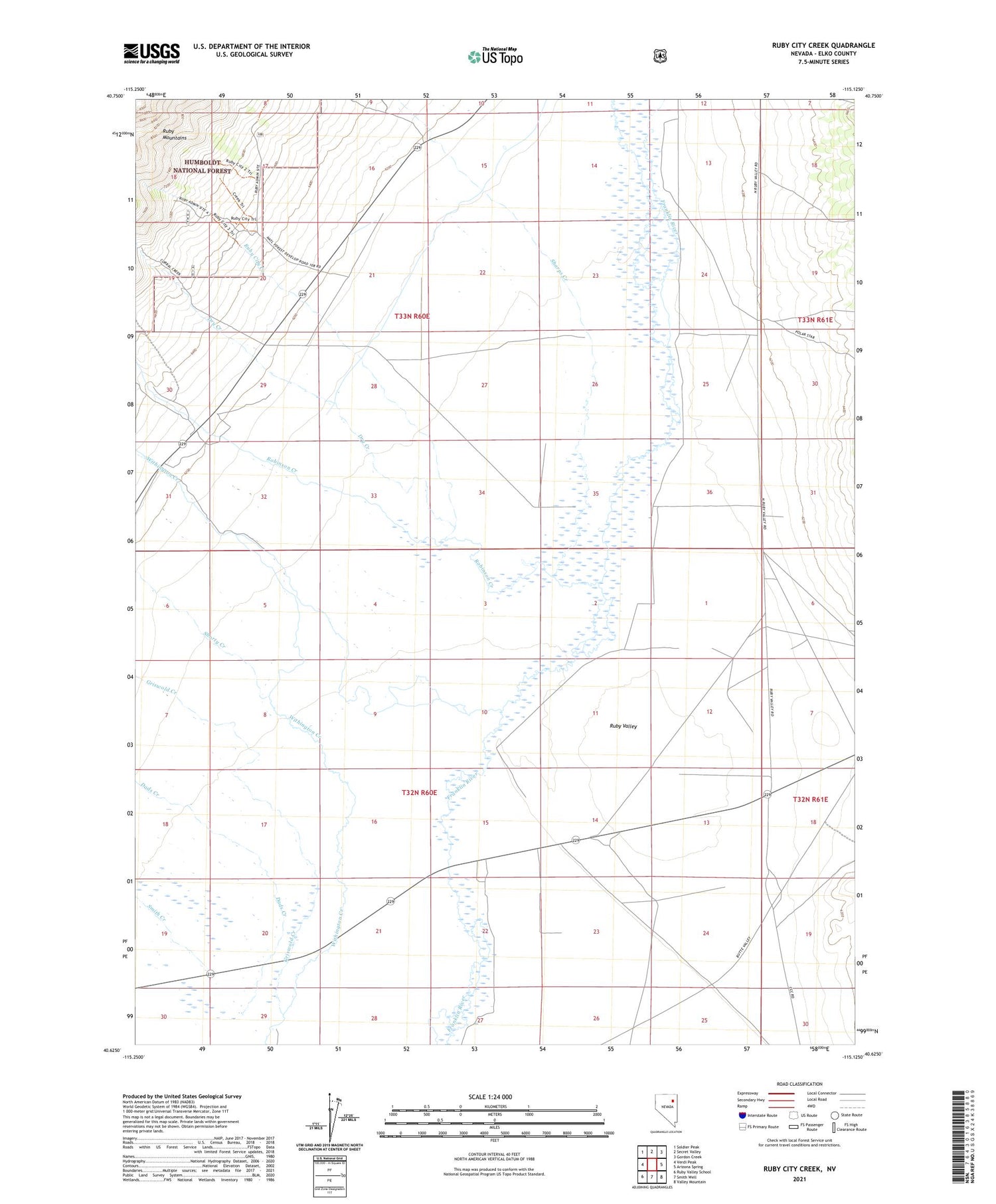 Ruby City Creek Nevada US Topo Map Image
