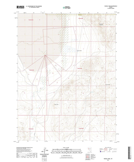 Russell Peak Nevada US Topo Map Image