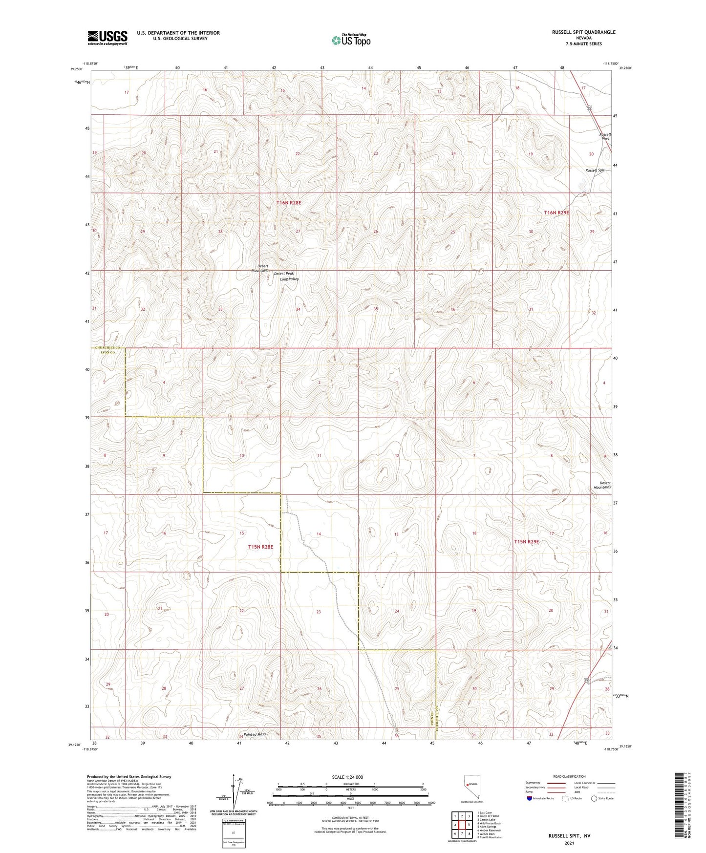 Russell Spit Nevada US Topo Map Image