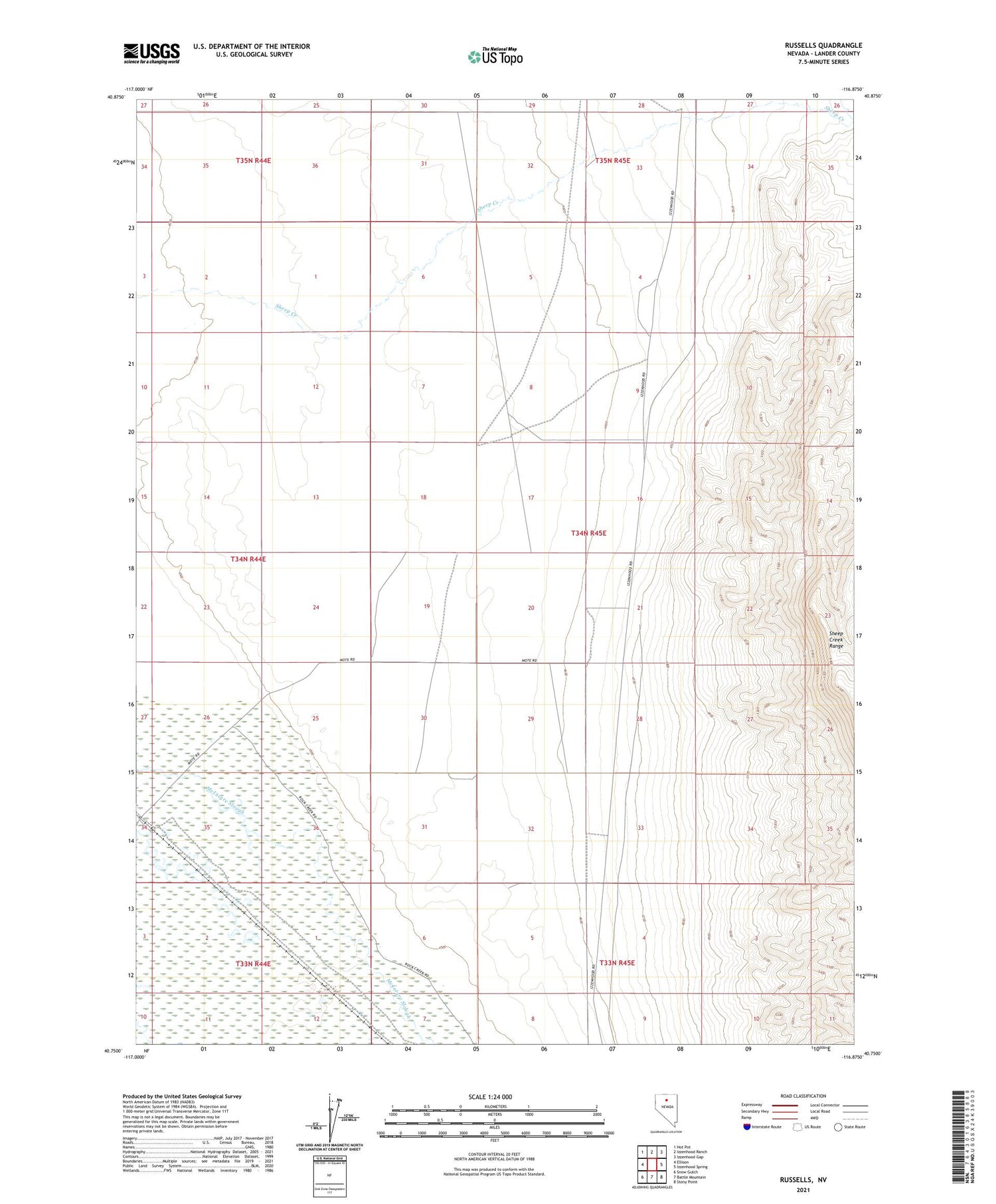Russells Nevada US Topo Map Image