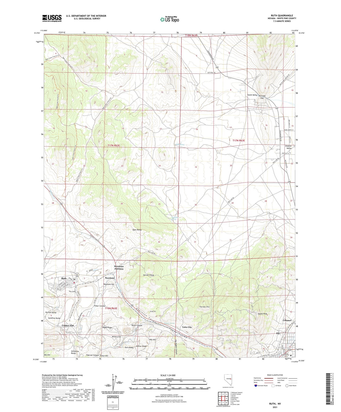 Ruth Nevada US Topo Map Image
