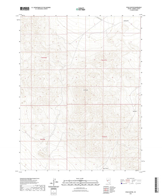 Ryan Canyon Nevada US Topo Map Image
