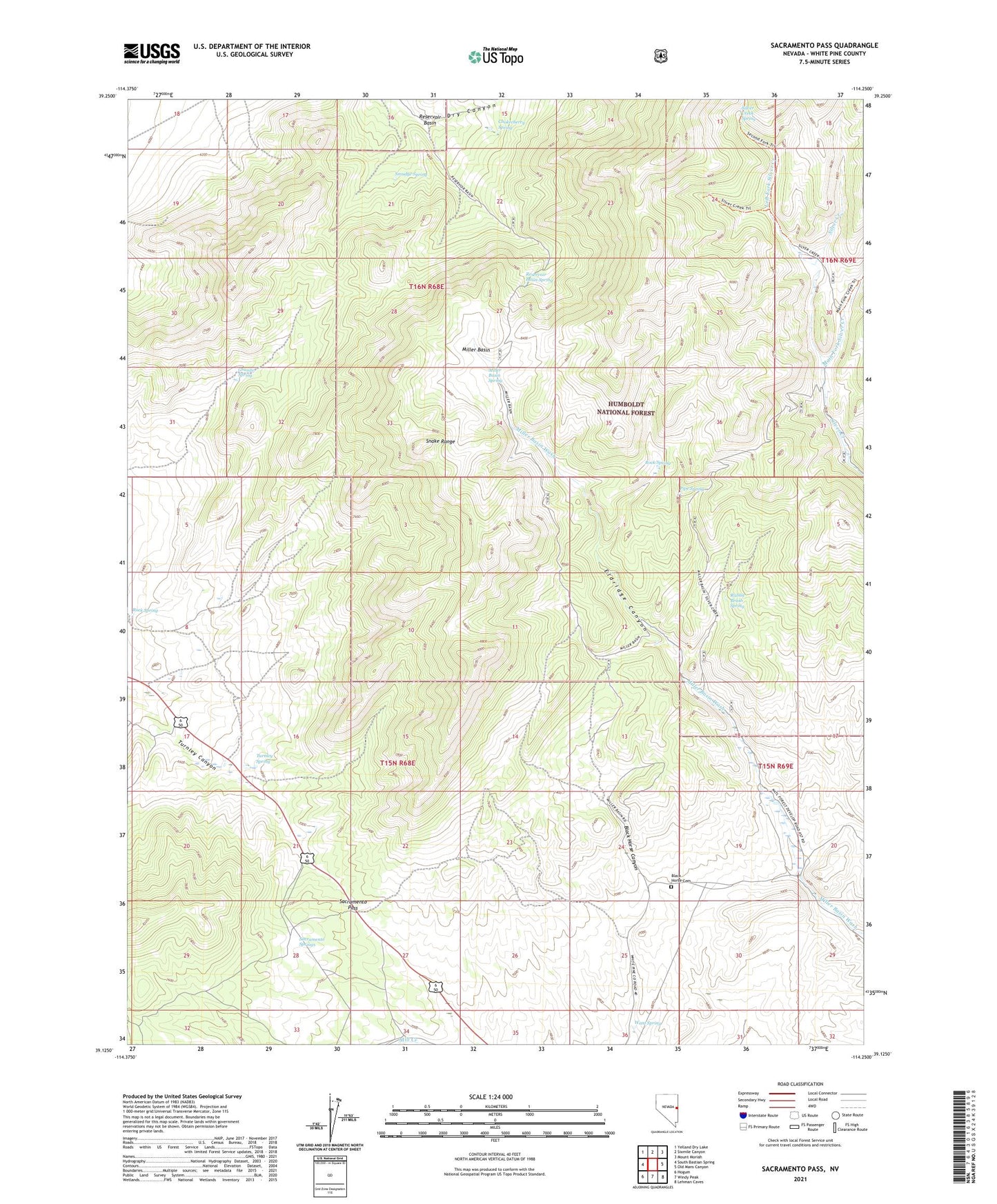 Sacramento Pass Nevada US Topo Map Image