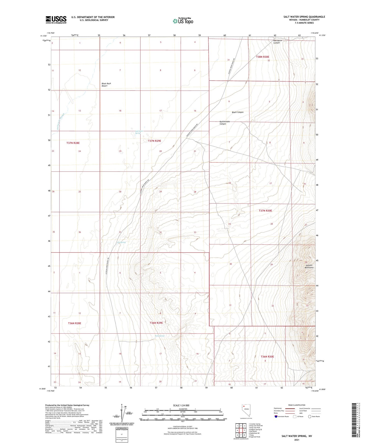 Salt Water Spring Nevada US Topo Map Image