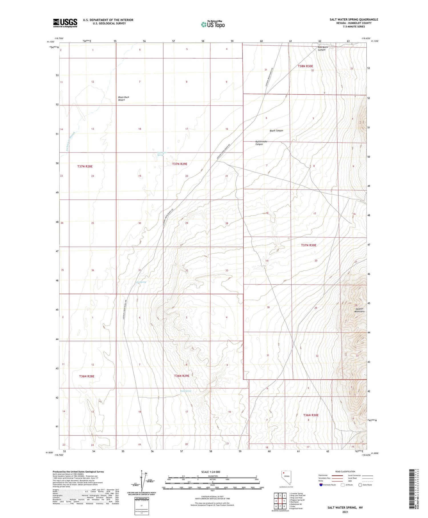 Salt Water Spring Nevada US Topo Map Image