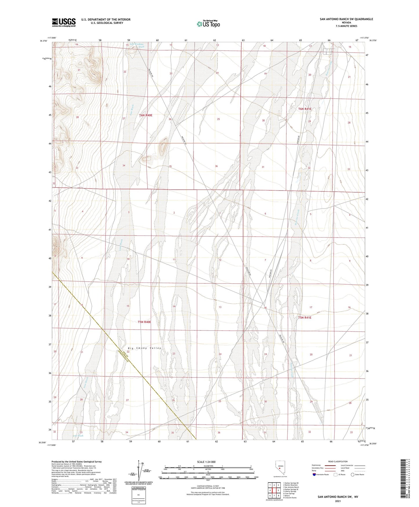 San Antonio Ranch SW Nevada US Topo Map Image
