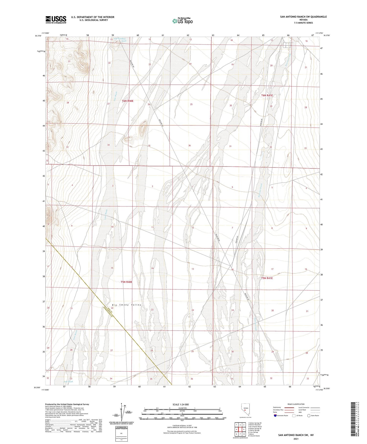 San Antonio Ranch SW Nevada US Topo Map Image