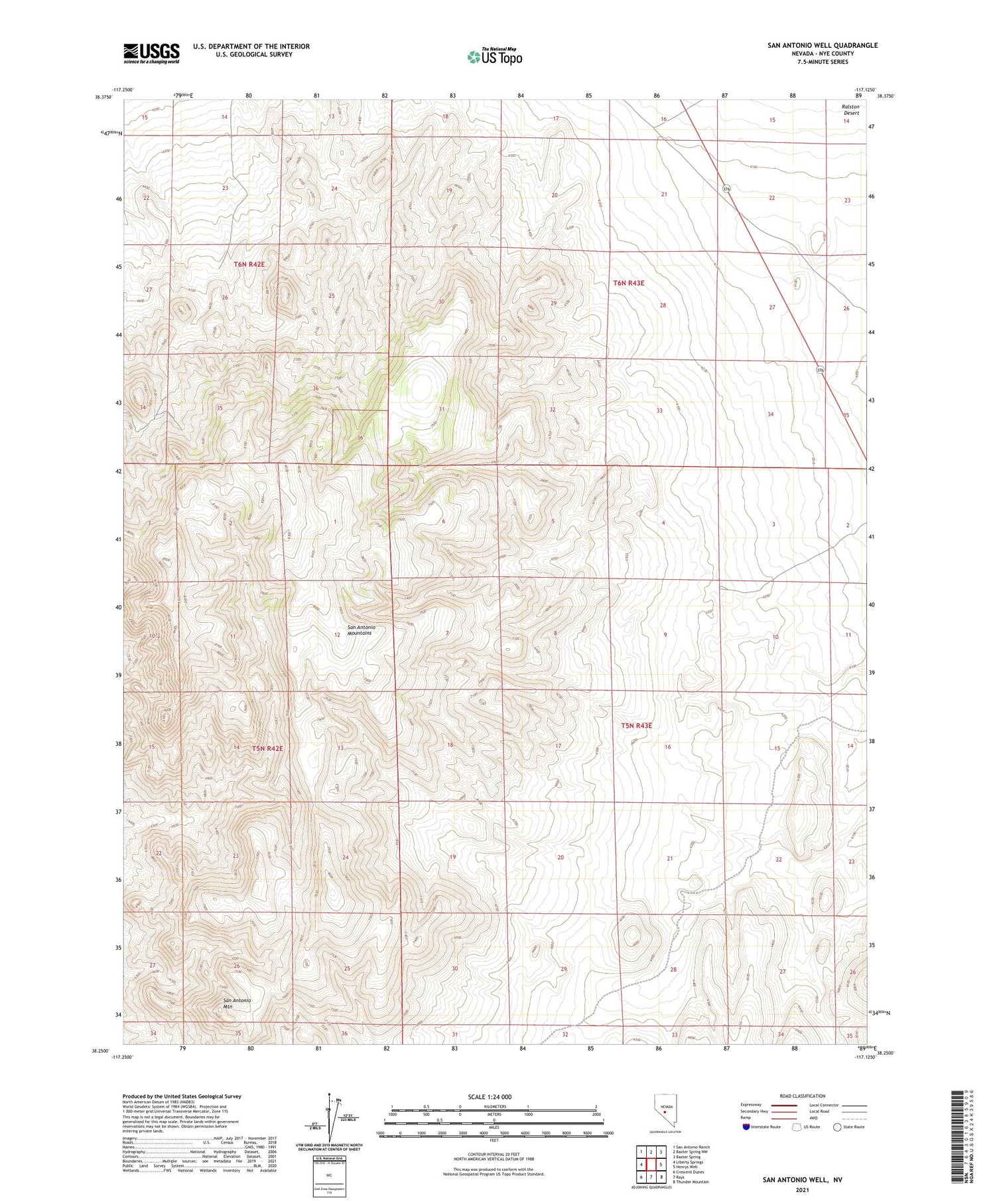 San Antonio Well Nevada US Topo Map Image