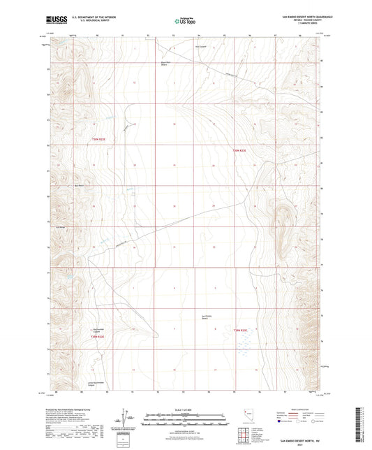 San Emidio Desert North Nevada US Topo Map Image