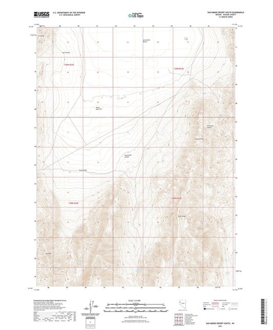 San Emidio Desert South Nevada US Topo Map Image