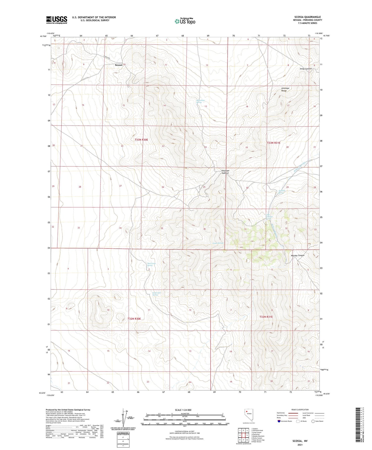 Scossa Nevada US Topo Map Image