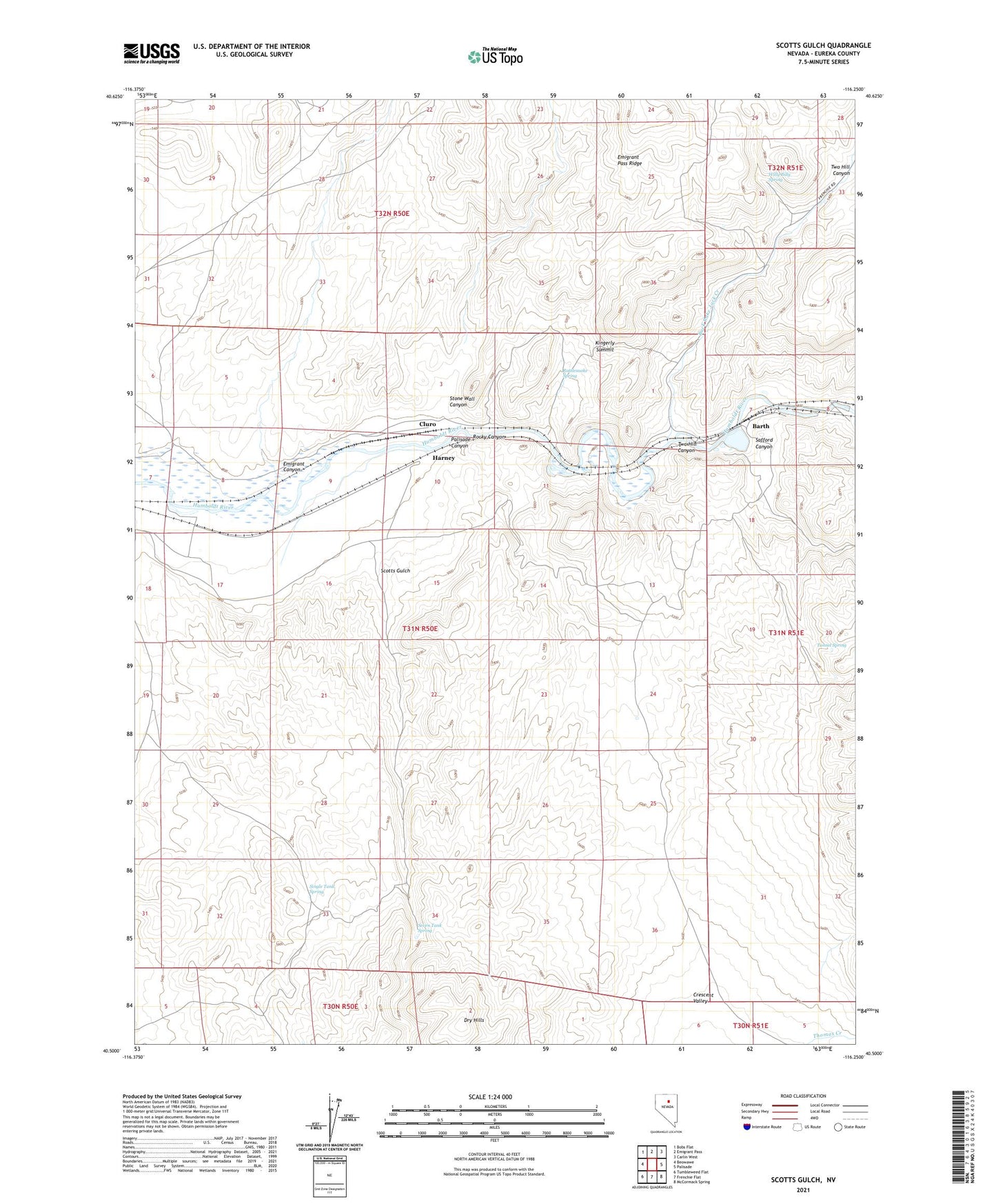 Scotts Gulch Nevada US Topo Map Image