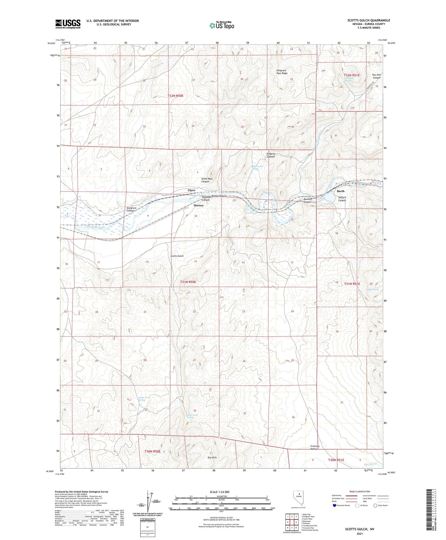 Scotts Gulch Nevada US Topo Map Image